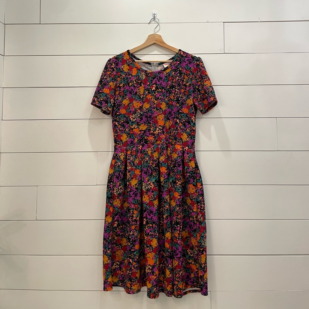 Colorful Zip Back Dress with Pockets LulaRoe XL